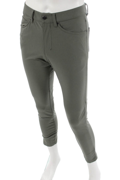 Lululemon Unisex Army Green Cropped Ankle Pants Nylon Button Size 28