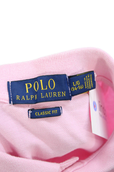 Polo Ralph Lauren Boys Short Sleeve Collared Logo Knit Polo Shirt Pink 14-16