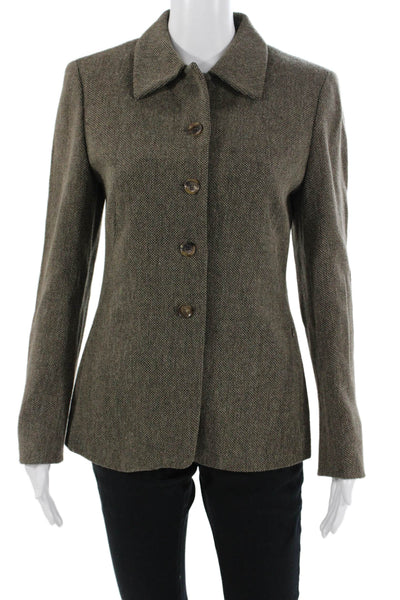 Akris Punto Women Blazer Brown Button Long Sleeve Wool Cashmere Size 6