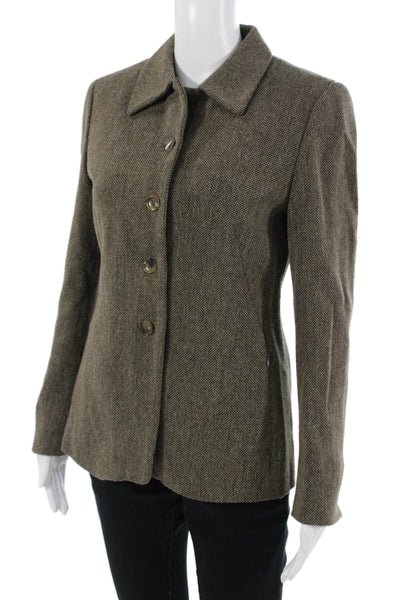 Akris Punto Women Blazer Brown Button Long Sleeve Wool Cashmere Size 6