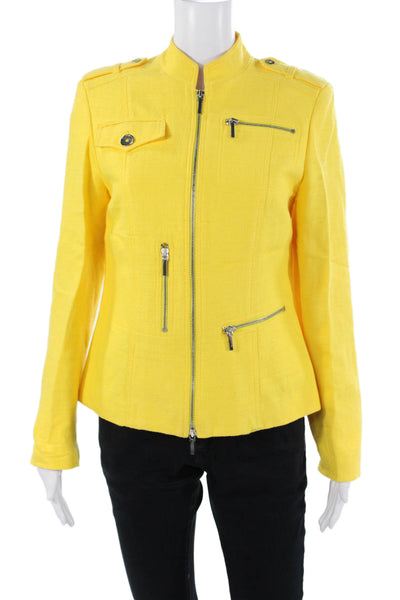Juliana Collezione Women Military Jacket Yellow Button High Neck Size 2