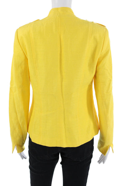 Juliana Collezione Women Military Jacket Yellow Button High Neck Size 2