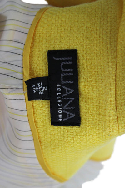 Juliana Collezione Women Military Jacket Yellow Button High Neck Size 2
