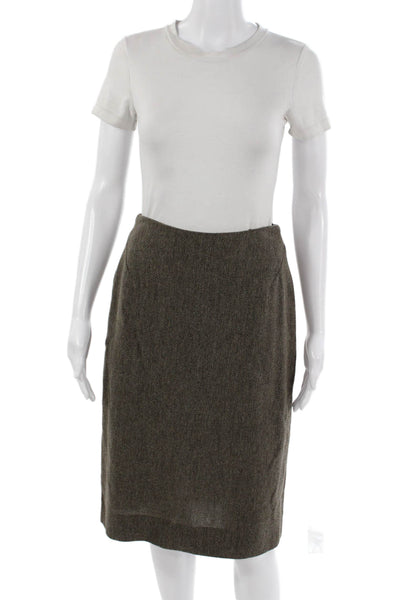 Akris Punto Women Brown Straight Pencil Skirt 94% Virgin Wool Size 6