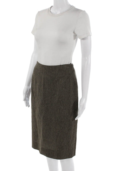 Akris Punto Women Brown Straight Pencil Skirt 94% Virgin Wool Size 6