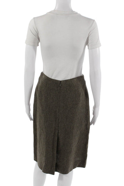 Akris Punto Women Brown Straight Pencil Skirt 94% Virgin Wool Size 6