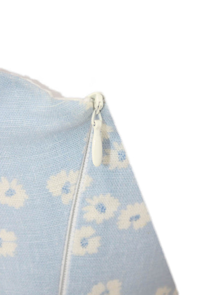 Zara Women Mini Sundress Light Blue Floral Square Neck Sleeveless Size S