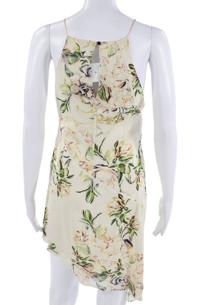 Haute Hippie Women Slip Dress Beige Floral V-Neck Sleeveless Mini Size XS