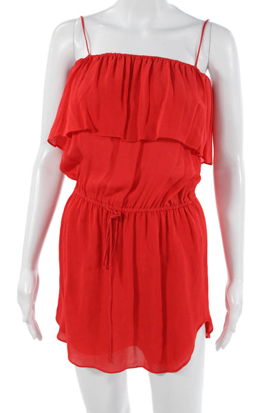 Haute Hippie Womens Blouson Sundress Red Silk Mini Sleeveless Size XS