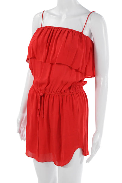 Haute Hippie Womens Blouson Sundress Red Silk Mini Sleeveless Size XS