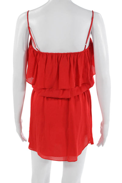 Haute Hippie Womens Blouson Sundress Red Silk Mini Sleeveless Size XS