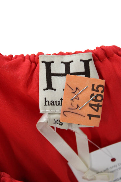Haute Hippie Womens Blouson Sundress Red Silk Mini Sleeveless Size XS