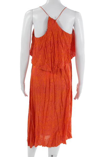 Thakoon Addition Women Orange Geometric Slip Dress V-Neck Sleeveless Size 2