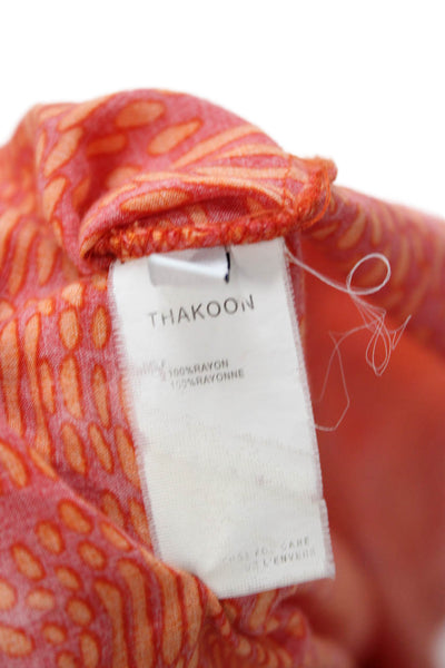 Thakoon Addition Women Orange Geometric Slip Dress V-Neck Sleeveless Size 2