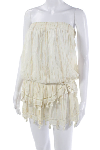 Ramy Brook Womens Beige Off Shoulder Jumpsuit Strapless Outfit Size L