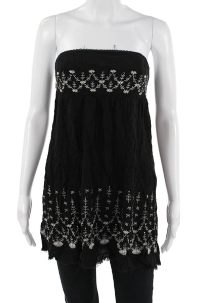 Intimately Free People Womens Tunic Black Floral Strapless Rayon Size S