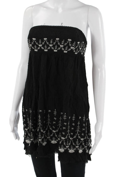 Intimately Free People Womens Tunic Black Floral Strapless Rayon Size S