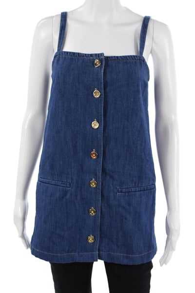 J Crew Womens Dark Blue Denim Square Neck Sleeveless Shift Blouse Size 2XS
