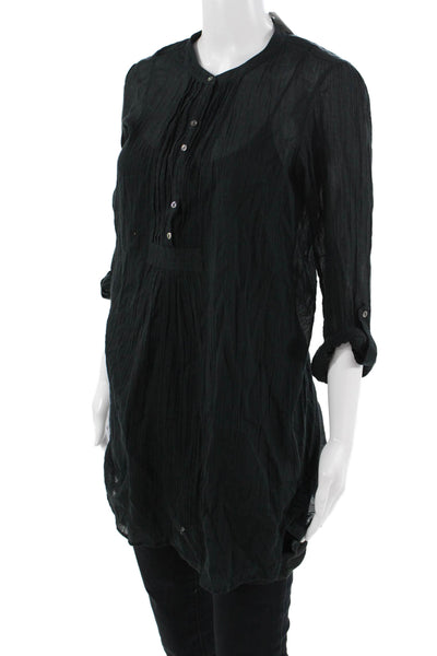Joie Womens Tunic Blouse Black 3/4 Sleeve Round Neck Cotton Boho Size XS