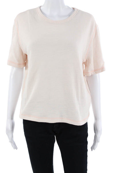 Favorite Daughter Womens Basic T-Shirt Beige Crew Neck Short Sleeve Size S