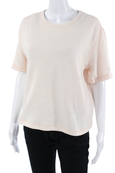 Favorite Daughter Womens Basic T-Shirt Beige Crew Neck Short Sleeve Size S