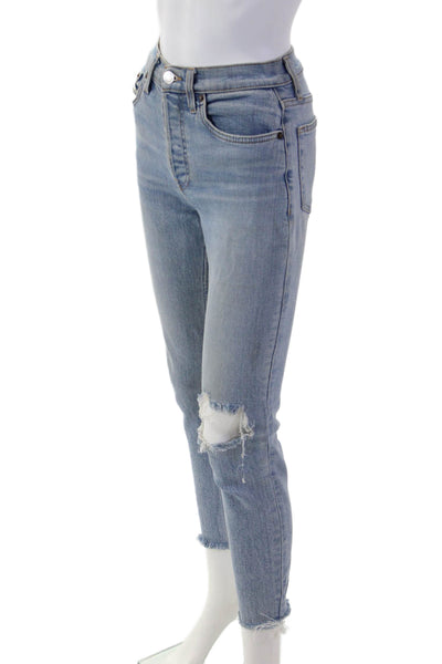 Re/Done Womens Cropped Ankle Jeans Light Blue High Rise Size 24