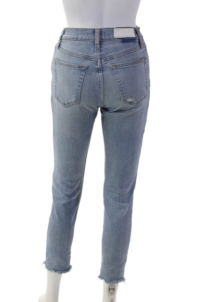 Re/Done Womens Cropped Ankle Jeans Light Blue High Rise Size 24