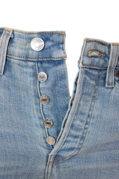 Re/Done Womens Cropped Ankle Jeans Light Blue High Rise Size 24
