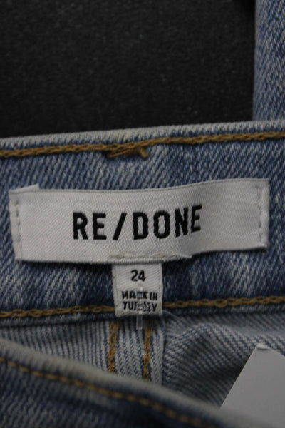 Re/Done Womens Cropped Ankle Jeans Light Blue High Rise Size 24