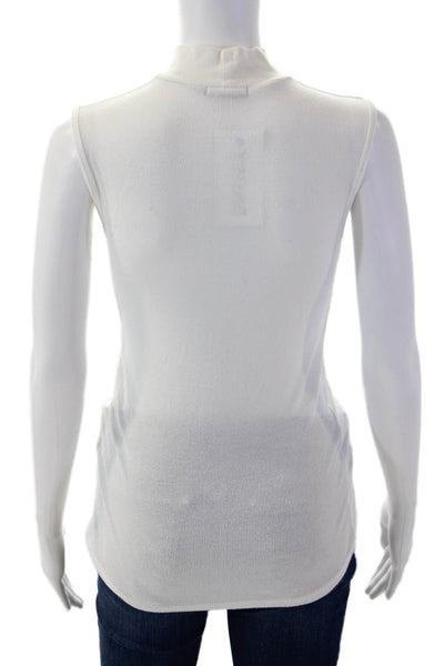 ATM Womens Basic Sleeveless Mock Neck Modal Blend Tank White Petite Size S