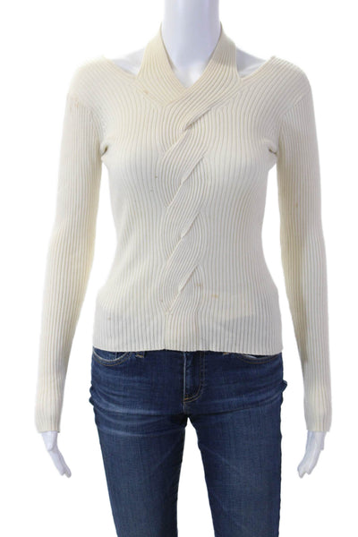Jonathan Simkhai Women Beige Striped Pullover Long Sleeve Size S