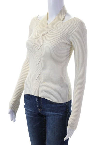 Jonathan Simkhai Women Beige Striped Pullover Long Sleeve Size S