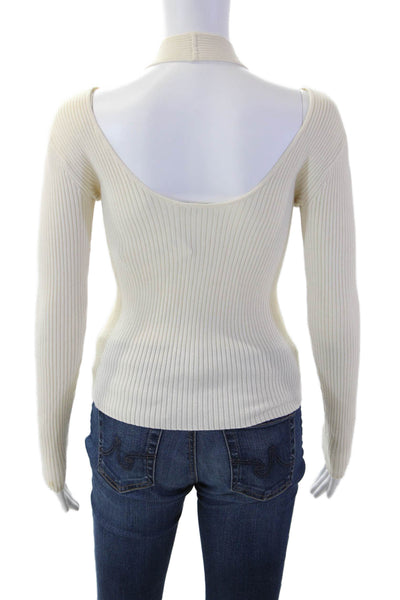 Jonathan Simkhai Women Beige Striped Pullover Long Sleeve Size S