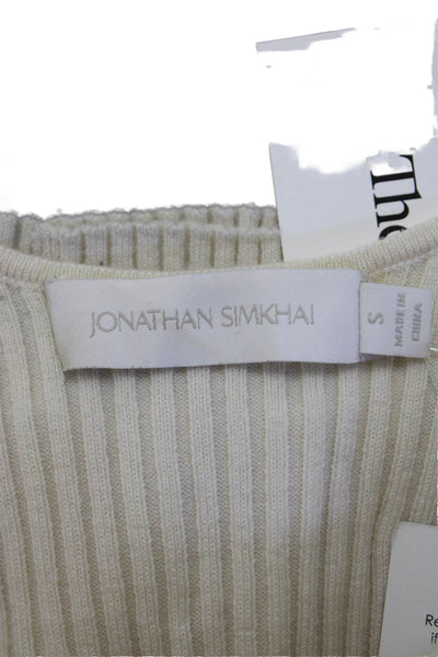 Jonathan Simkhai Women Beige Striped Pullover Long Sleeve Size S