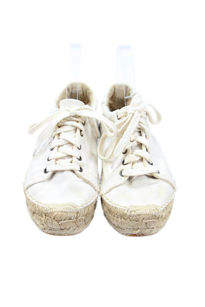 Soludos Womens Lace-Up Platform Casual Sneakers Solid Cream Size 8