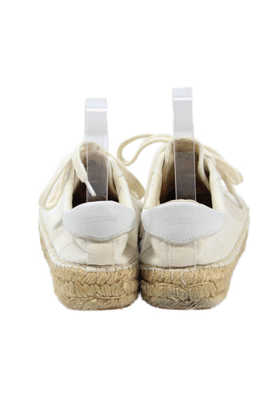 Soludos Womens Lace-Up Platform Casual Sneakers Solid Cream Size 8