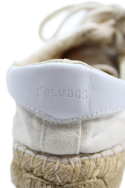 Soludos Womens Lace-Up Platform Casual Sneakers Solid Cream Size 8