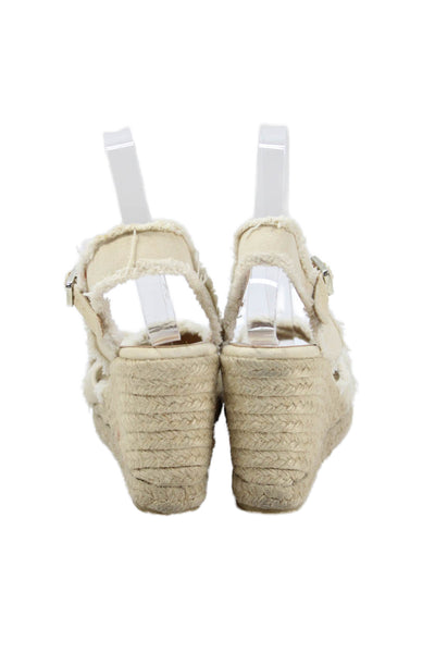 Castaner Womens Adjustable Buckled Belt Wedge Sandals Solid Beige Size 8