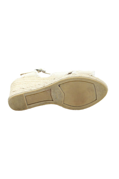 Castaner Womens Adjustable Buckled Belt Wedge Sandals Solid Beige Size 8