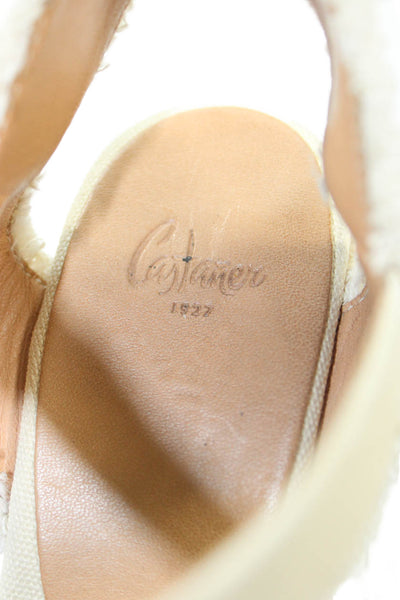 Castaner Womens Adjustable Buckled Belt Wedge Sandals Solid Beige Size 8