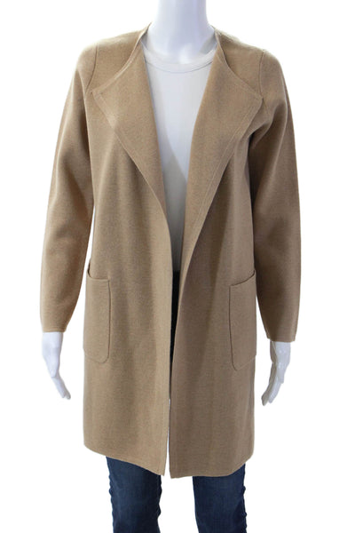 J Crew Womens Beige Overcoat Merino Wool Blend Long Sleeve Size 2XS