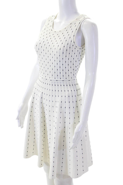 Milly Womens Fit & Flare Tank Dress White Knee Length Round Neck Size S