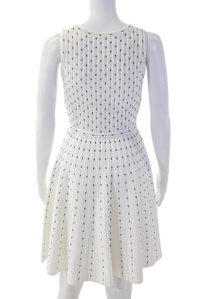 Milly Womens Fit & Flare Tank Dress White Knee Length Round Neck Size S