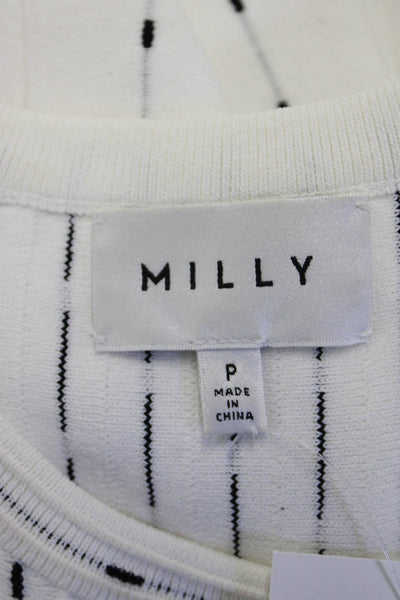 Milly Womens Fit & Flare Tank Dress White Knee Length Round Neck Size S