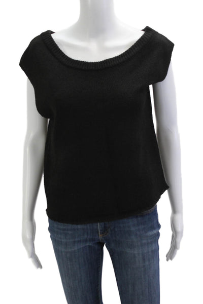 Du Soleil Women Basic Black Sleeveless Round Neck Tank Top Size XS