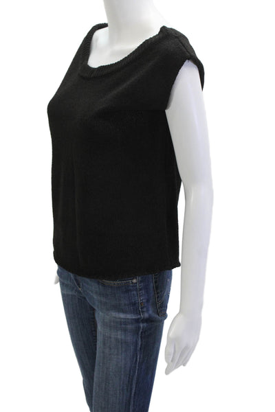 Du Soleil Women Basic Black Sleeveless Round Neck Tank Top Size XS