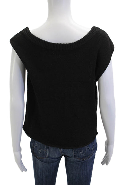 Du Soleil Women Basic Black Sleeveless Round Neck Tank Top Size XS