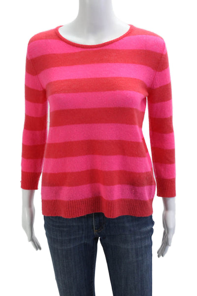 Jumper Women Pink Cashmere Pullover Sweater Round Neck 3/4 Sleeve Size 1