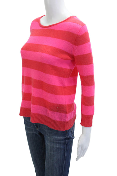 Jumper Women Pink Cashmere Pullover Sweater Round Neck 3/4 Sleeve Size 1