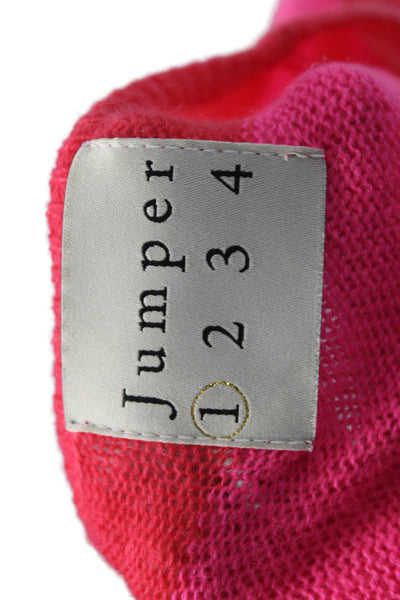 Jumper Women Pink Cashmere Pullover Sweater Round Neck 3/4 Sleeve Size 1